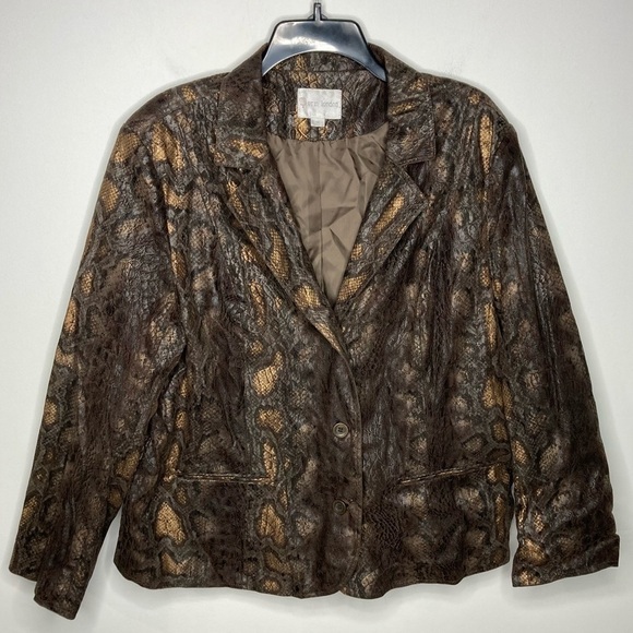 Erin London faux leather jacket snake Skin size 1X - Picture 1 of 6